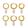 Wholesale Stainless Steel And Freshwater Cultured Pearl Earrings With Twist Buckle Pvd Plated In 18K True Gold Geometric Style