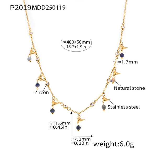 Wholesale Stainless Steel And Freshwater Pearl Geometric Minimalist Ferris Wheel Double Water Drop Pendant Earrings And Necklace Set For Women 18K Gold Plated