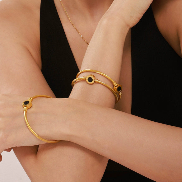 Wholesale 316L Stainless Steel And Fritillary Open Bracelet With Pvd Plating Simple And Minimalist Style