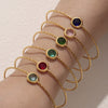 Wholesale 316L Stainless Steel And Glass Stone Open Bracelet With Geometric Style And Electroplating Processing
