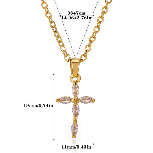 Wholesale Stainless Steel And Gold Electroplated Tiny Cross Pendant Necklace For Unisex