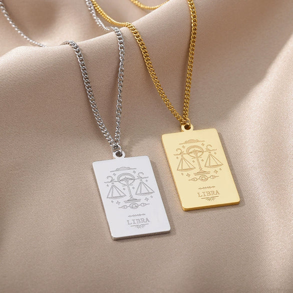 Wholesale Stainless Steel And Gold Twelve Constellations Animals Zodiac Tarot Totem Pendant Necklace With Electroplating