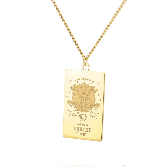 Wholesale Stainless Steel And Gold Twelve Constellations Animals Zodiac Tarot Totem Pendant Necklace With Electroplating