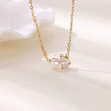 Wholesale Stainless Steel And Imitation Pearl Water Drop Clavicle Necklace Electroplated For Women