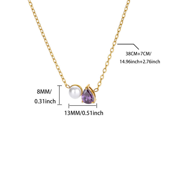 Wholesale Stainless Steel And Imitation Pearl Water Drop Clavicle Necklace Electroplated For Women