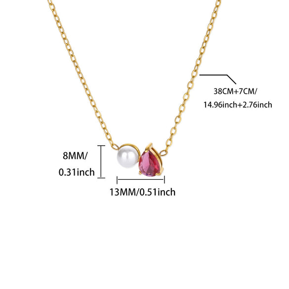 Wholesale Stainless Steel And Imitation Pearl Water Drop Clavicle Necklace Electroplated For Women