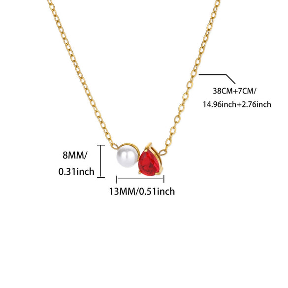 Wholesale Stainless Steel And Imitation Pearl Water Drop Clavicle Necklace Electroplated For Women