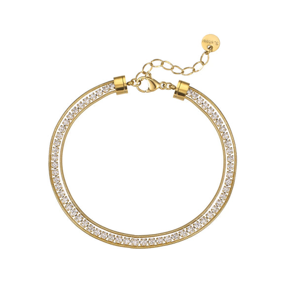 Wholesale Stainless Steel And 18K Gold Plated Zircon Women's Bracelet With Electroplating Process