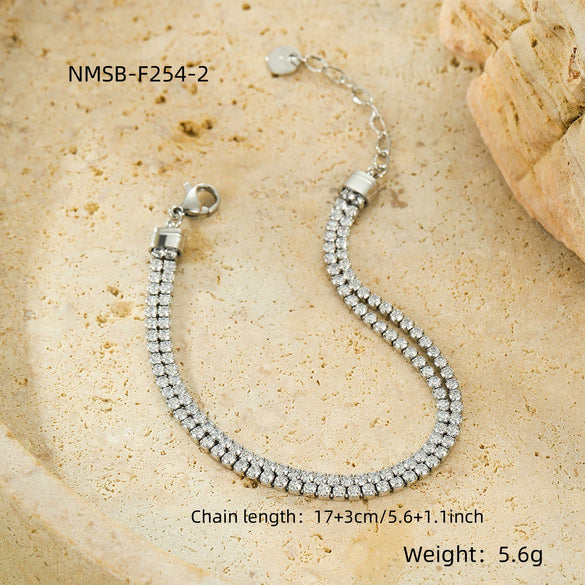 Wholesale Stainless Steel And 18K Gold Plated Zircon Women's Bracelet With Electroplating Process