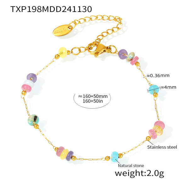 Wholesale Stainless Steel And Natural Stone Abacus Bead Necklace And Bracelet With Sweet Niche Design For Women Electroplated