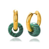 Wholesale Stainless Steel And Natural Stone Geometric Earrings With 18K Gold Pendant And Electroplating For Women