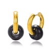 Wholesale Stainless Steel And Natural Stone Geometric Earrings With 18K Gold Pendant And Electroplating For Women
