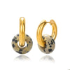 Wholesale Stainless Steel And Natural Stone Geometric Earrings With 18K Gold Pendant And Electroplating For Women