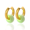 Wholesale Stainless Steel And Natural Stone Geometric Earrings With 18K Gold Pendant And Electroplating For Women