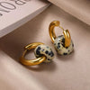 Wholesale Stainless Steel And Natural Stone Geometric Earrings With 18K Gold Pendant And Electroplating For Women