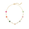 Wholesale Stainless Steel And Organic Glass Beaded Flower Geometric Style Chain Necklace For Women With Electroplating