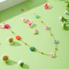 Wholesale Stainless Steel And Organic Glass Beaded Flower Geometric Style Chain Necklace For Women With Electroplating