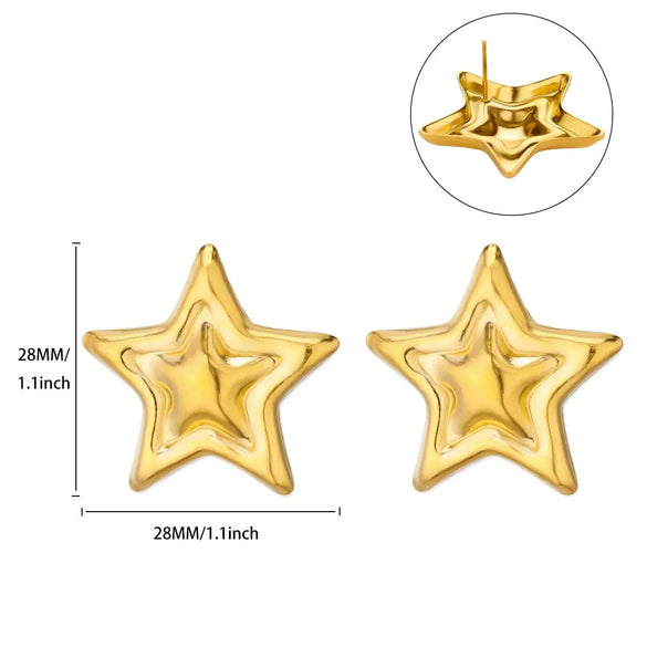 Wholesale Stainless Steel And Pearl Mini Flower Fivepointed Star Pendant Earrings Set With Electroplating