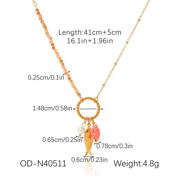Wholesale Stainless Steel And Titanium Steel Animal Zodiac Inlay Pvd Vacuum Plating Pendant Necklace For Women