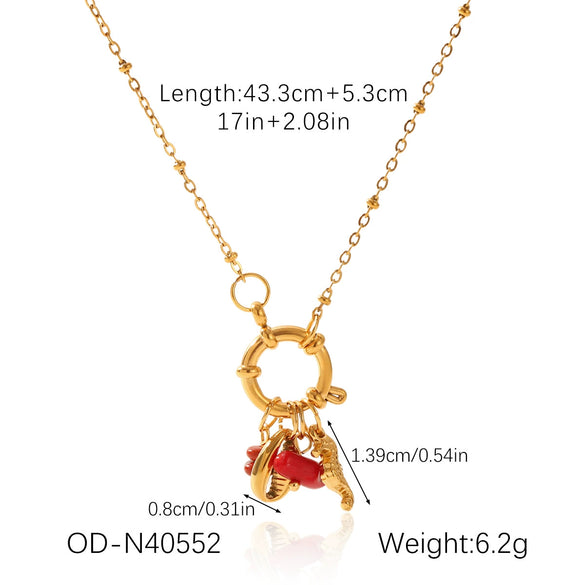 Wholesale Stainless Steel And Titanium Steel Animal Zodiac Inlay Pvd Vacuum Plating Pendant Necklace For Women