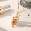 Wholesale Stainless Steel And Titanium Steel Animal Zodiac Inlay Pvd Vacuum Plating Pendant Necklace For Women