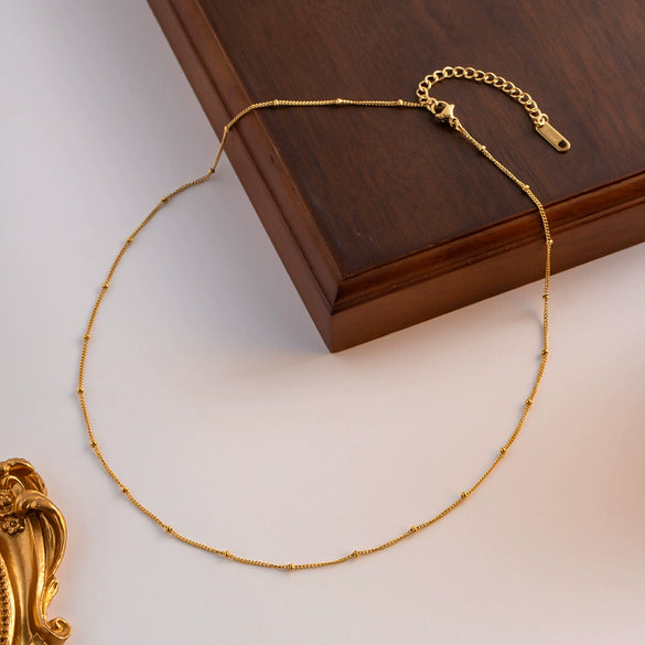 Wholesale Stainless Steel And Titanium Steel Ball Chain Geometric Round Knot Gold Plated Necklace For Women
