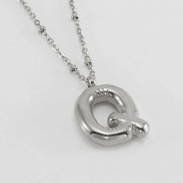 Wholesale 316L Stainless Steel And 316L Stainless Steel Bead Chain Women's English Letter Pendant Necklace With Ins Style And Electroplating