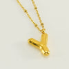 Wholesale 316L Stainless Steel And 316L Stainless Steel Bead Chain Women's English Letter Pendant Necklace With Ins Style And Electroplating