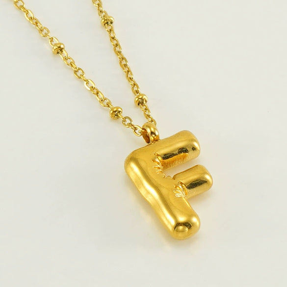 Wholesale 316L Stainless Steel And 316L Stainless Steel Bead Chain Women's English Letter Pendant Necklace With Ins Style And Electroplating