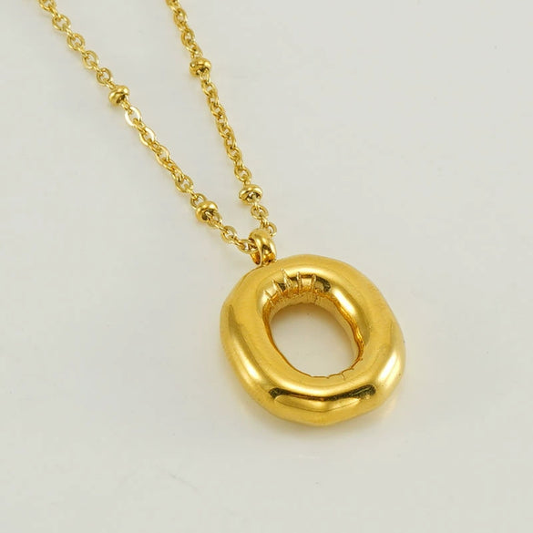 Wholesale 316L Stainless Steel And 316L Stainless Steel Bead Chain Women's English Letter Pendant Necklace With Ins Style And Electroplating