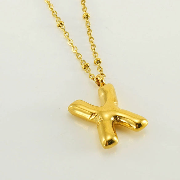 Wholesale 316L Stainless Steel And 316L Stainless Steel Bead Chain Women's English Letter Pendant Necklace With Ins Style And Electroplating