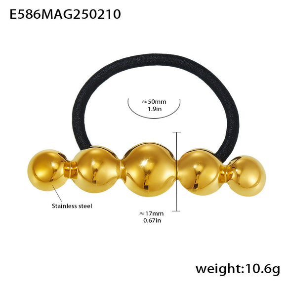 Wholesale Stainless Steel And Titanium Steel Bow Shaped Exaggerated High Elasticity Hair Ring With 18K Gold Plated Electroplating Hair Accessories