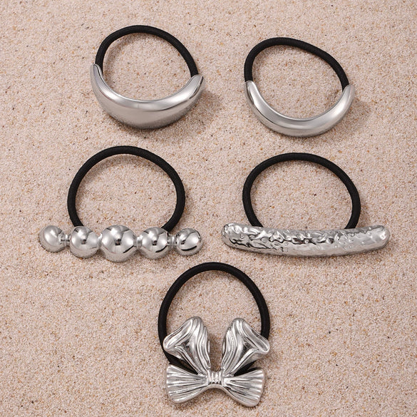 Wholesale Stainless Steel And Titanium Steel Bow Shaped Exaggerated High Elasticity Hair Ring With 18K Gold Plated Electroplating Hair Accessories
