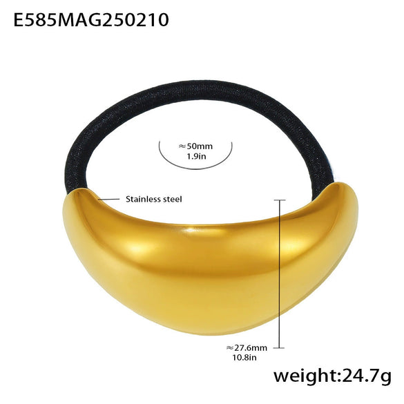 Wholesale Stainless Steel And Titanium Steel Bow Shaped Exaggerated High Elasticity Hair Ring With 18K Gold Plated Electroplating Hair Accessories