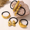 Wholesale Stainless Steel And Titanium Steel Bow Shaped Exaggerated High Elasticity Hair Ring With 18K Gold Plated Electroplating Hair Accessories