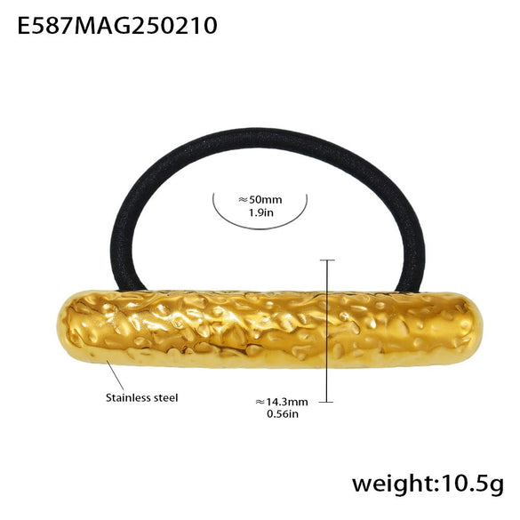 Wholesale Stainless Steel And Titanium Steel Bow Shaped Exaggerated High Elasticity Hair Ring With 18K Gold Plated Electroplating Hair Accessories