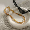 Wholesale Stainless Steel And Titanium Steel Chain Necklace With Geometric Style And Electroplating Treatment For Women
