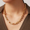 Wholesale Stainless Steel And Titanium Steel Chain Necklace With Geometric Style And Electroplating Treatment For Women
