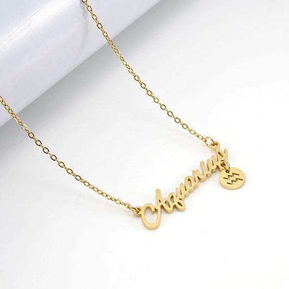 Wholesale Stainless Steel And Titanium Steel Constellation Fashion Necklace With Electroplated 18K Gold Treatment