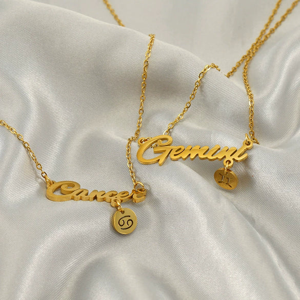 Wholesale Stainless Steel And Titanium Steel Constellation Fashion Necklace With Electroplated 18K Gold Treatment