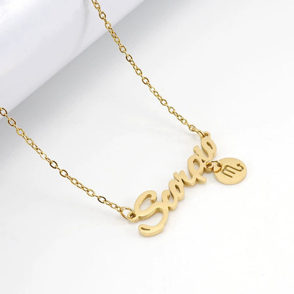 Wholesale Stainless Steel And Titanium Steel Constellation Fashion Necklace With Electroplated 18K Gold Treatment