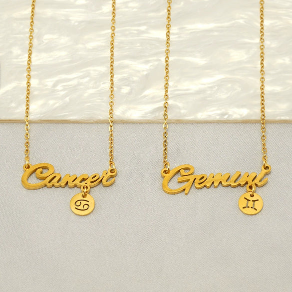 Wholesale Stainless Steel And Titanium Steel Constellation Fashion Necklace With Electroplated 18K Gold Treatment