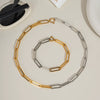 Wholesale Stainless Steel And Titanium Steel Contrast Color Necklace With Cross Chain And Punk Geometric Style Pvd Vacuum Real Gold Electroplated