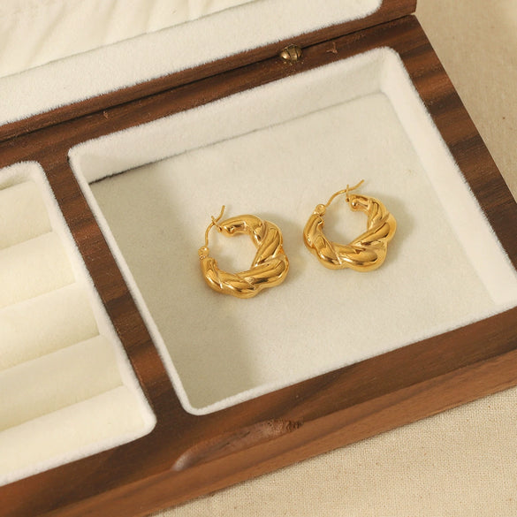 Wholesale Stainless Steel And Titanium Steel Cshaped Geometric Pattern Electroplating Earrings