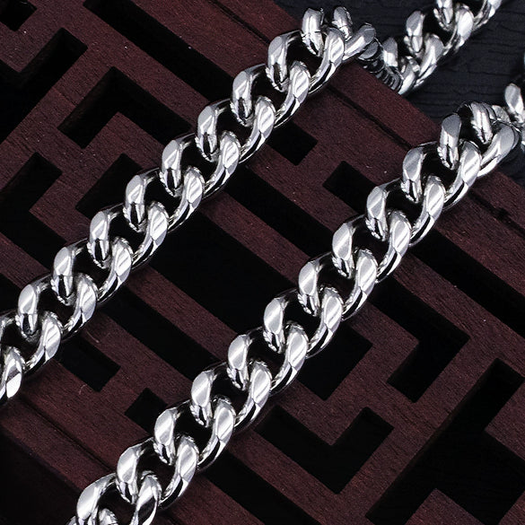 Wholesale Stainless Steel And Titanium Steel Cuban Chain Necklace With Square Buckle Geometric Shape Baking Paint For Men Sweater Chain Jewelry