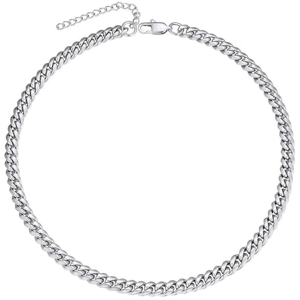 Wholesale Stainless Steel And Titanium Steel Cuban Chain Necklace With Square Buckle Geometric Shape Baking Paint For Men Sweater Chain Jewelry