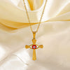 Wholesale Stainless Steel And Titanium Steel Devil's Eye Cross Geometric Pendant Necklace For Women With Electroplating