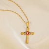 Wholesale Stainless Steel And Titanium Steel Devil's Eye Cross Geometric Pendant Necklace For Women With Electroplating
