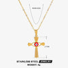 Wholesale Stainless Steel And Titanium Steel Devil's Eye Cross Geometric Pendant Necklace For Women With Electroplating