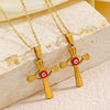 Wholesale Stainless Steel And Titanium Steel Devil's Eye Cross Geometric Pendant Necklace For Women With Electroplating